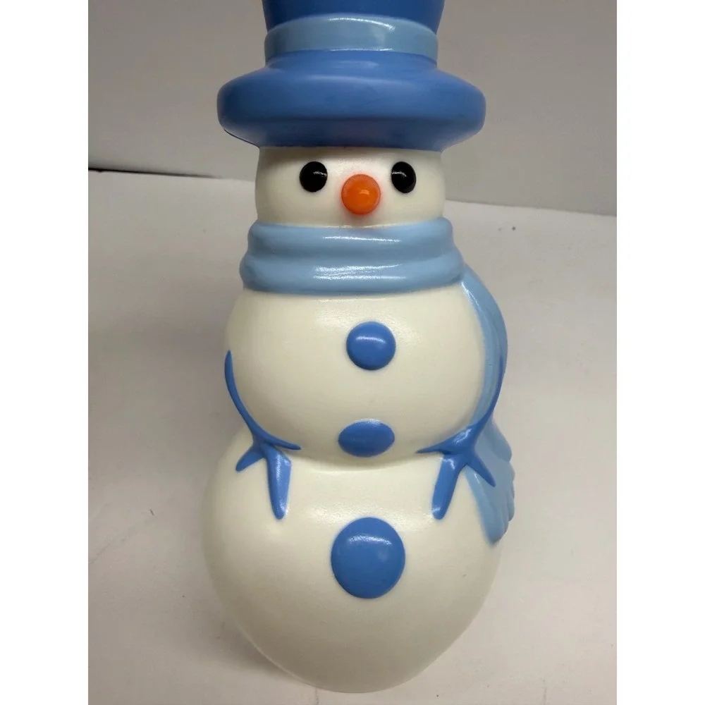 Vintage Avon Jolly Snowman Decanter Collectible Soap Lotion Pump Blue White